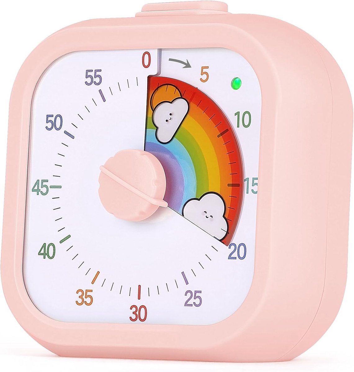 Timer voor Kinderen, Visuele Timer voor Kinderen en Volwassenen met Stille Knipperfunctie, 60 Minuten Aftellen, Stil/Luid voor Keuken, Klaslokaal, Vergadering