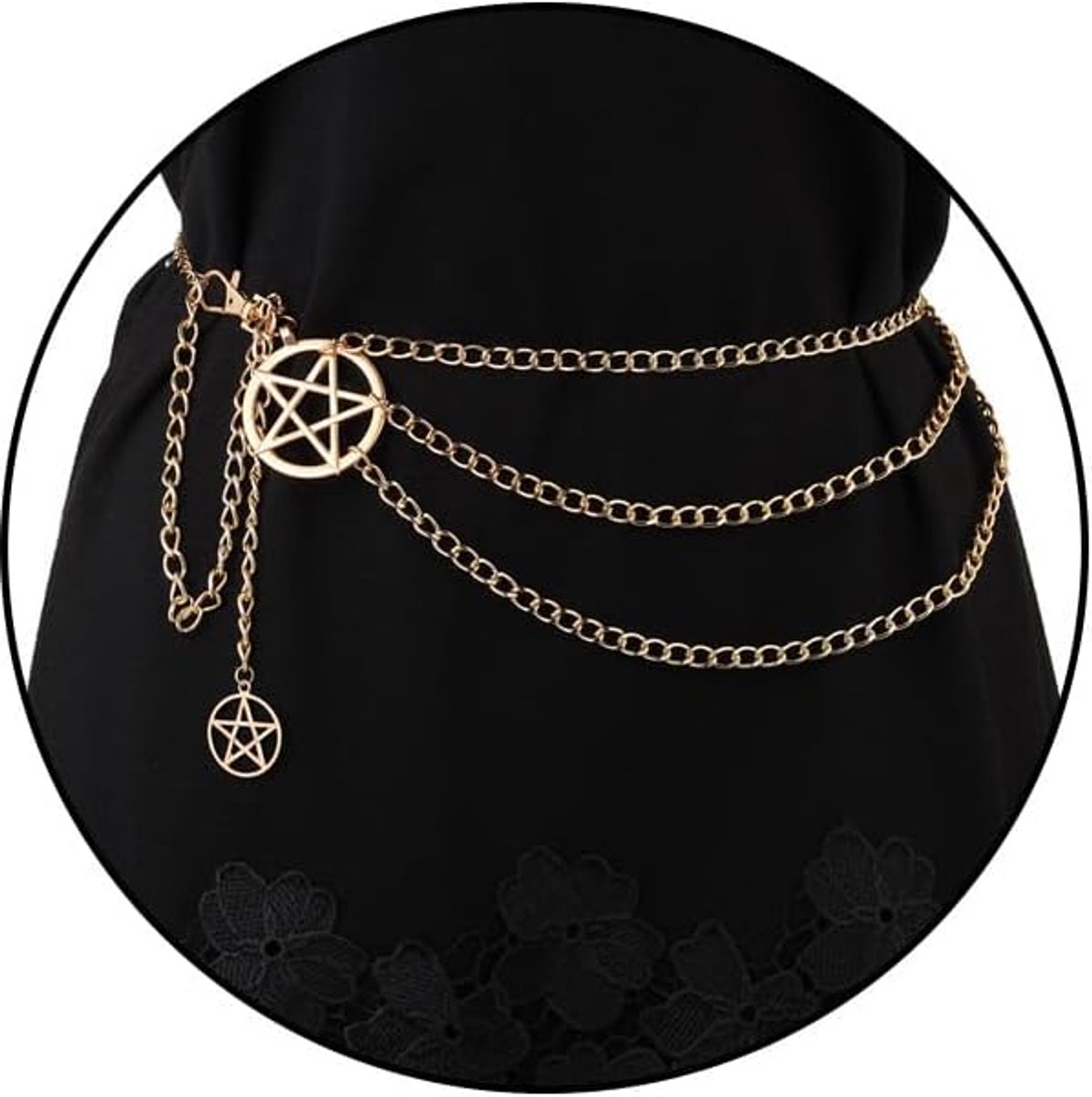 Y2K Star & Moon Chain Riem voor Vrouwen Taille Metalen Link Chunky Chain Verstelbare Maat Buikriem