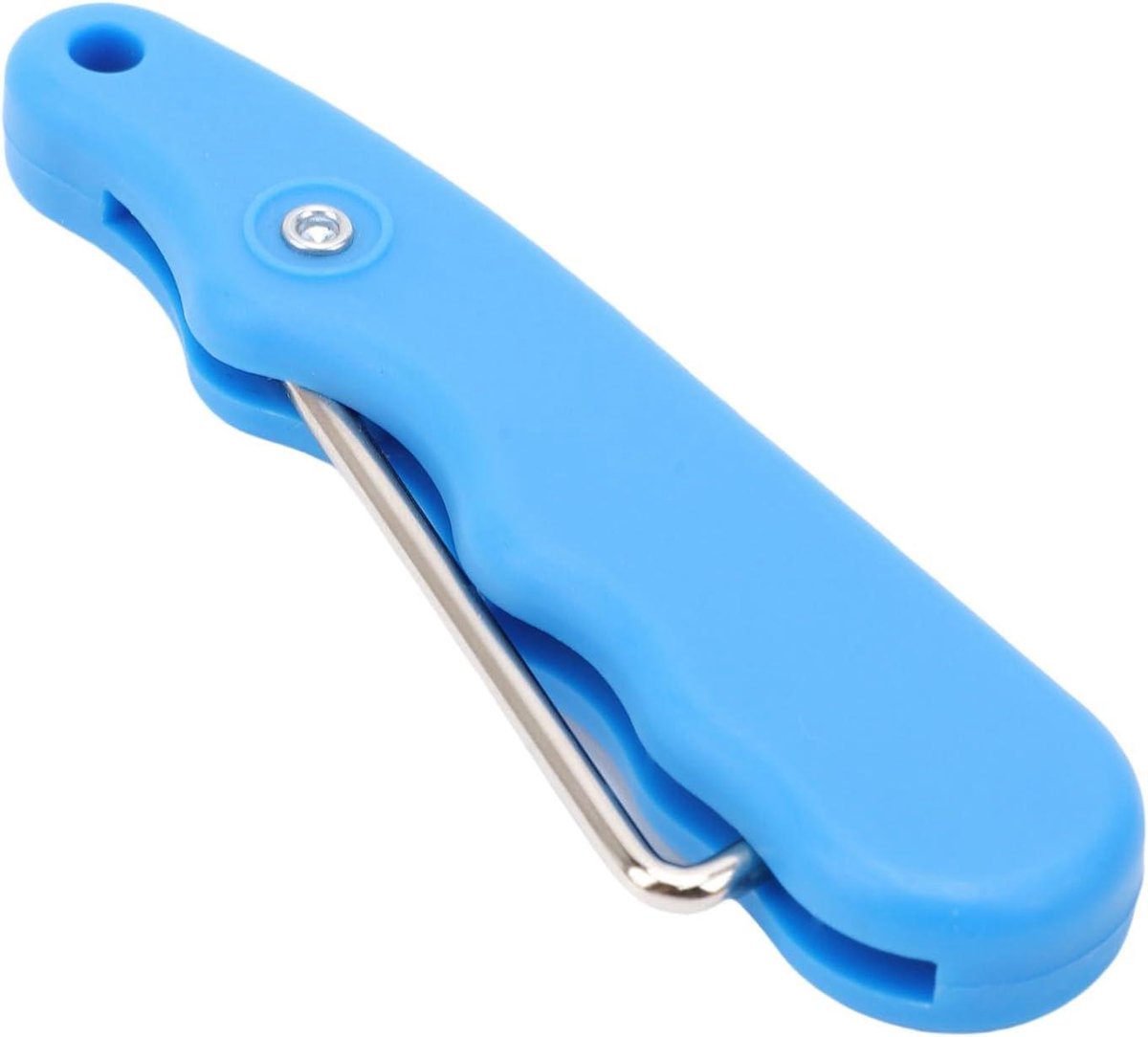 Vouwschoenvetertrekker - Veterspanner Schaatsen - Schoenen Strikken - Roestvrijstaal - 10 x 3 x 1 cm - Blauw