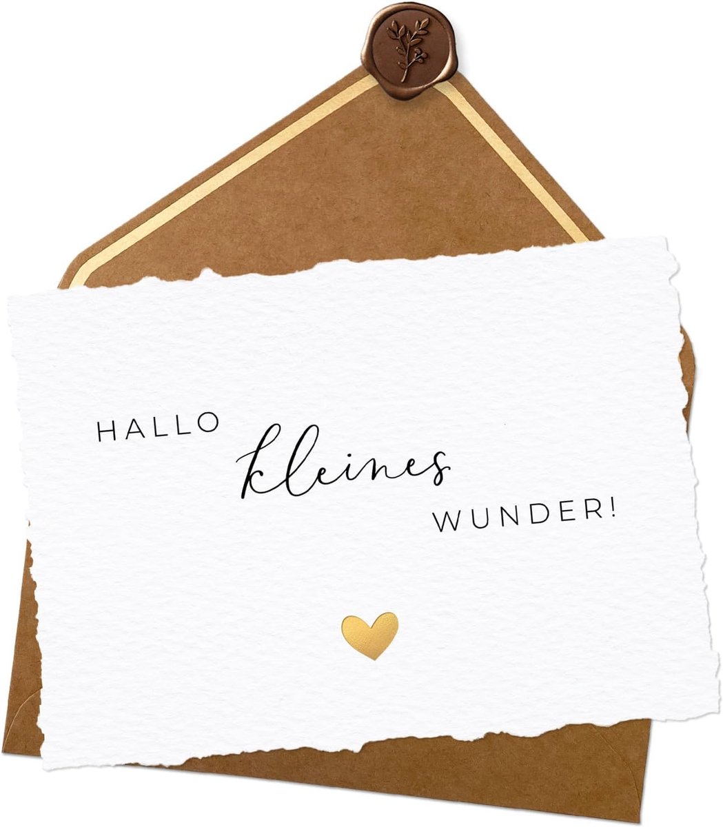 Geboortekaart handgescheurd A6 - Natuurlijke envelop - Hallo kleine wonder - Persoonlijke boodschap - ShopVlot