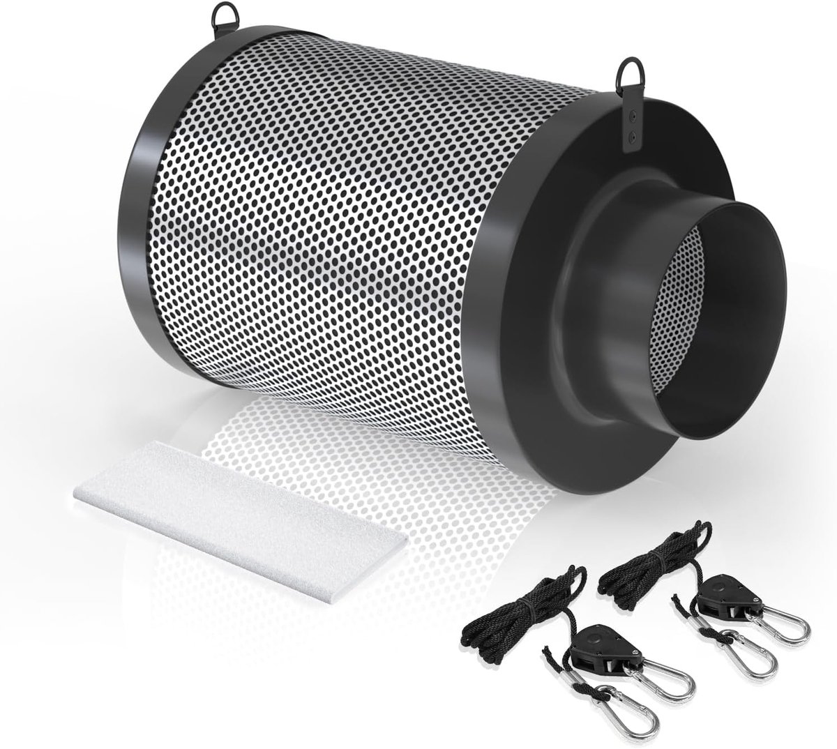 100mm koolstoffilter voor kweektent, actieve koolfilter met Premium Australia Virgin Charcoal voor kweektentventilator, kweektenten, luchtfiltratie, hydrocultuur 365 m³/h