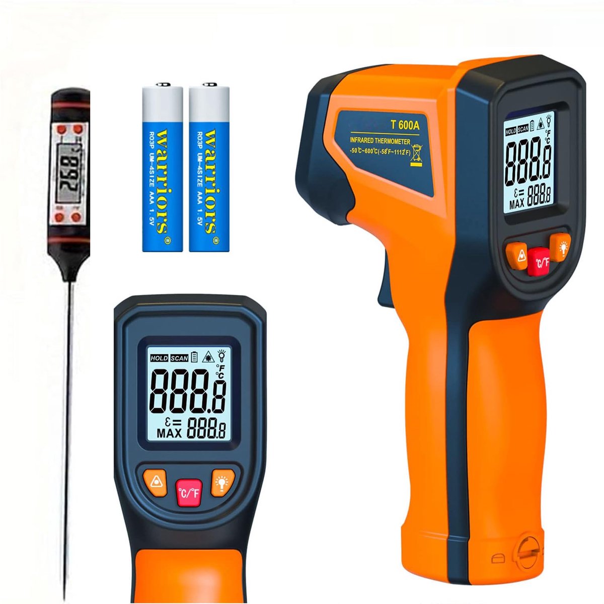 SnelShoppen - Digitale Infrarood Thermometer -50℃ tot 600℃ met Laser Temperatuurmeter voor Koken, Barbecue, Keuken, Vlees, Suiker, Diepvries