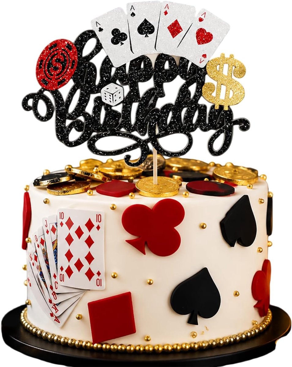 1 Stuk Taartstekker Pokerchips Speler Verjaardag Taartdecoratie Voor