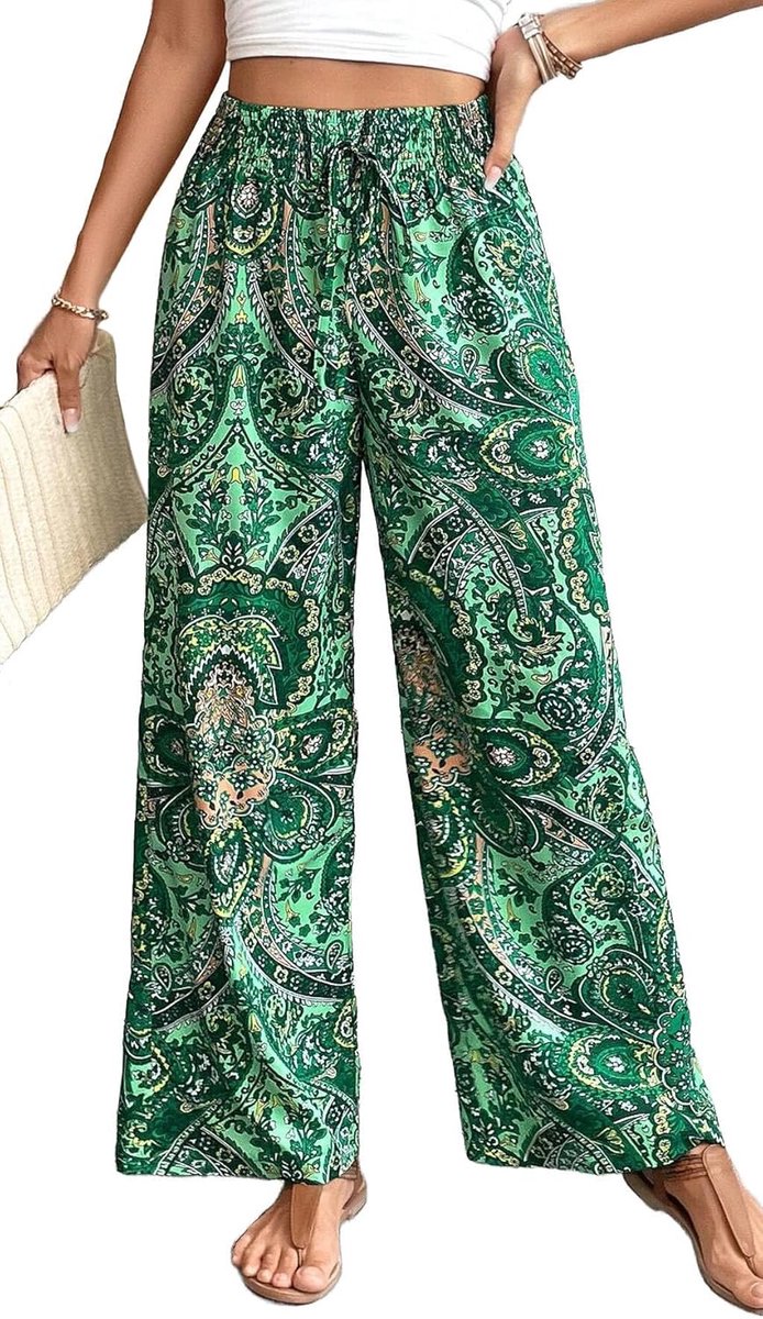 Wijde damesbroek, zomer, boho, strandbroek, lichte en luchtige