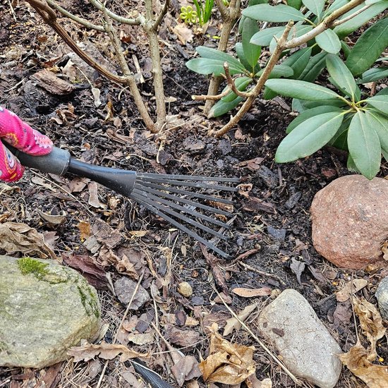 SnelShoppen - Handveger Bladveger met 9 Elastische Tanden, Bladveger voor Tuin, Handhark voor Bladeren, Onkruid, Graszaad, Compacte Veerborstel - Werk — afbeelding 4