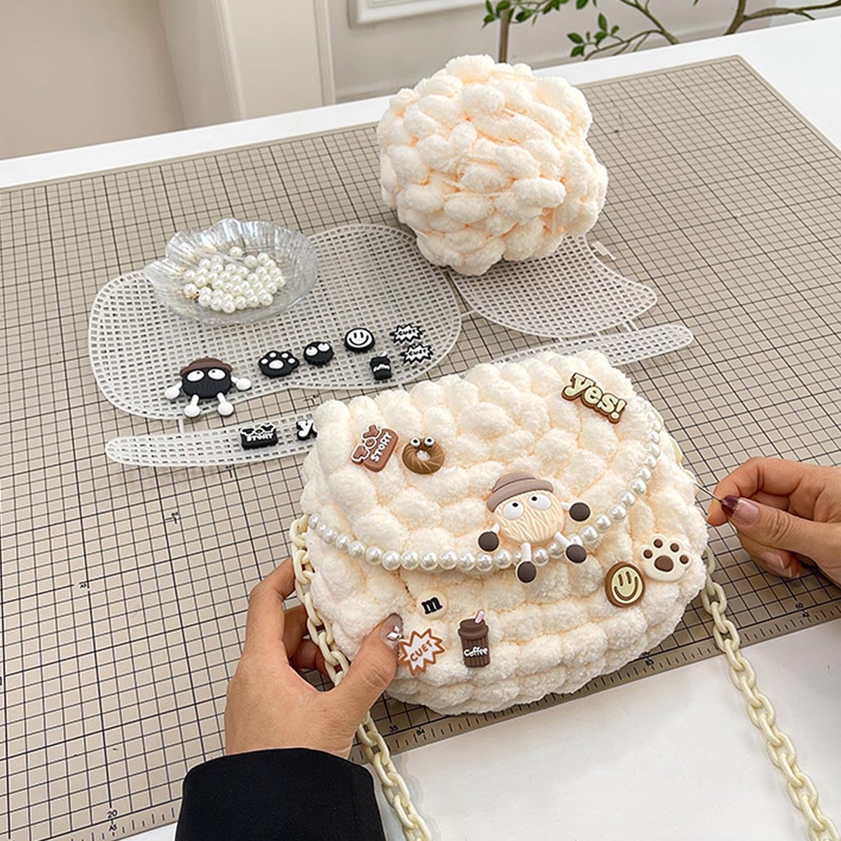 1 Set Gehaakte Tas Maken Set En 1 Zadeltas Raster, Gemakkelijk Te Vormen En Te Stabiliseren, Diy Handgemaakte Materialen En Accessoires, Geweven Tas Maken.