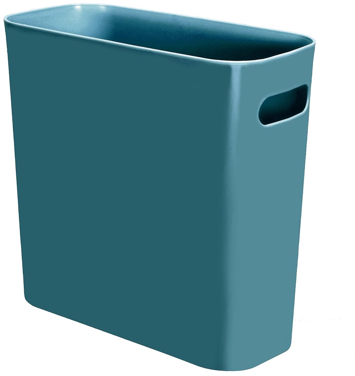 5,5 l slanke vuilnisbak, herbruikbare 5,5 l plastic vuilnisbak, kleine vuilnisbak met handgrepen voor thuiskantoor, woonkamer, studeerkamer, keuken, badkamer (groenblauw)