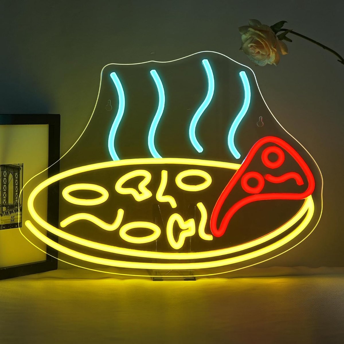 ineonlife Neonbord voor roken, pizza, dimbaar, wanddecoratie, restaurant, feest, hamburgerwinkel, kindercadeau