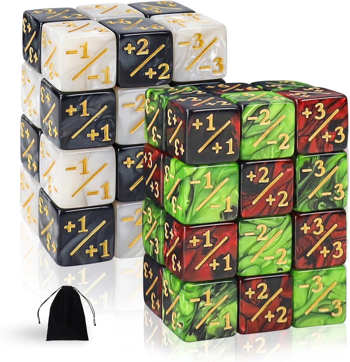 Dobbelstenen set Token Glitter Sparkle Dice, Loyaliteit Starry Marble D6 dobbelstenen compatibel (48 vierkleurige met parelpatroon)