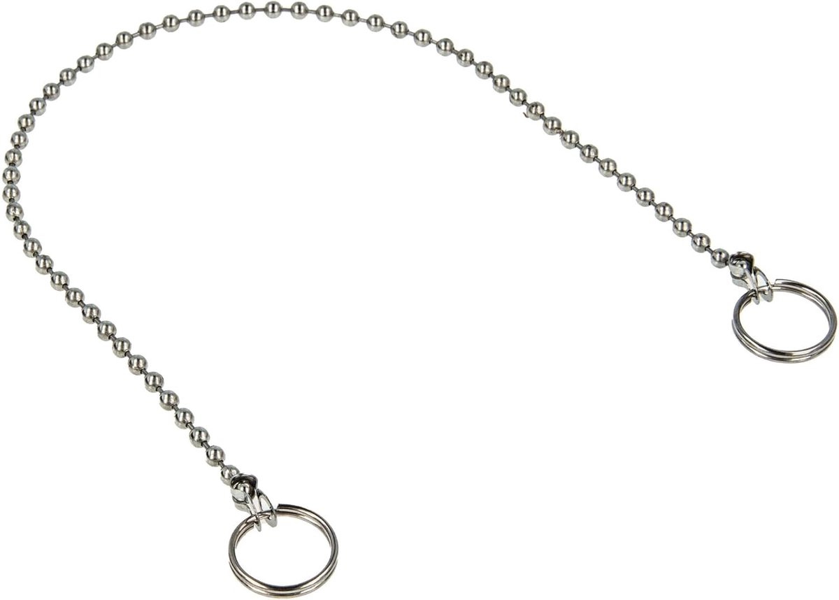 tecuro ventieldop kogelketting 30 cm x Ø 3,6 mm, verchroomd - met twee sleutelringen