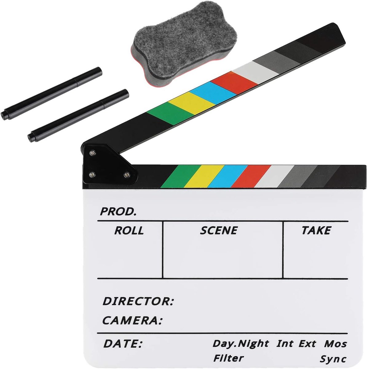 Acryl Plastic Directeur Film Clapboard Gemakkelijk Wipe Cut Action Scene Clapper Board Slate met 2 pennen en een schoolbord gum voor films, tv-programma's, studio live, DIY video's.