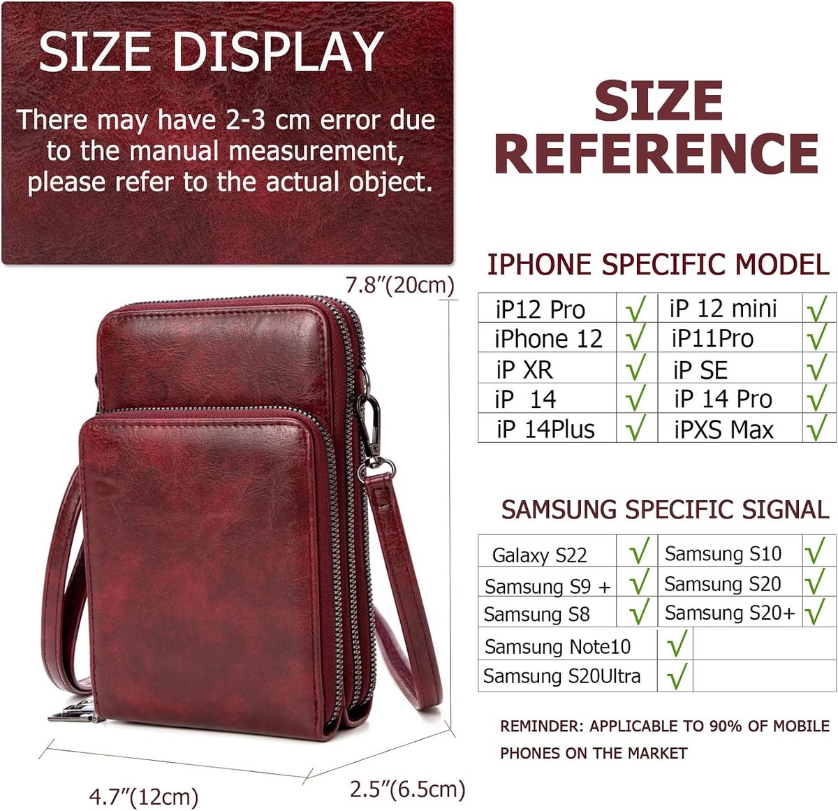 myfriday Crossbody telefoontassen voor vrouwen kleine schoudertas handtassen multifunctionele mobiele telefoon tas lichtgewicht portemonnee portemonnees 3 hoofdzakken met kaartsleuven