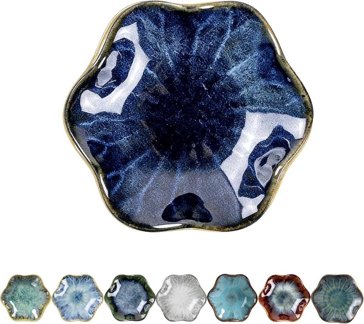 keramiek lotusblad bord (donkerblauw)