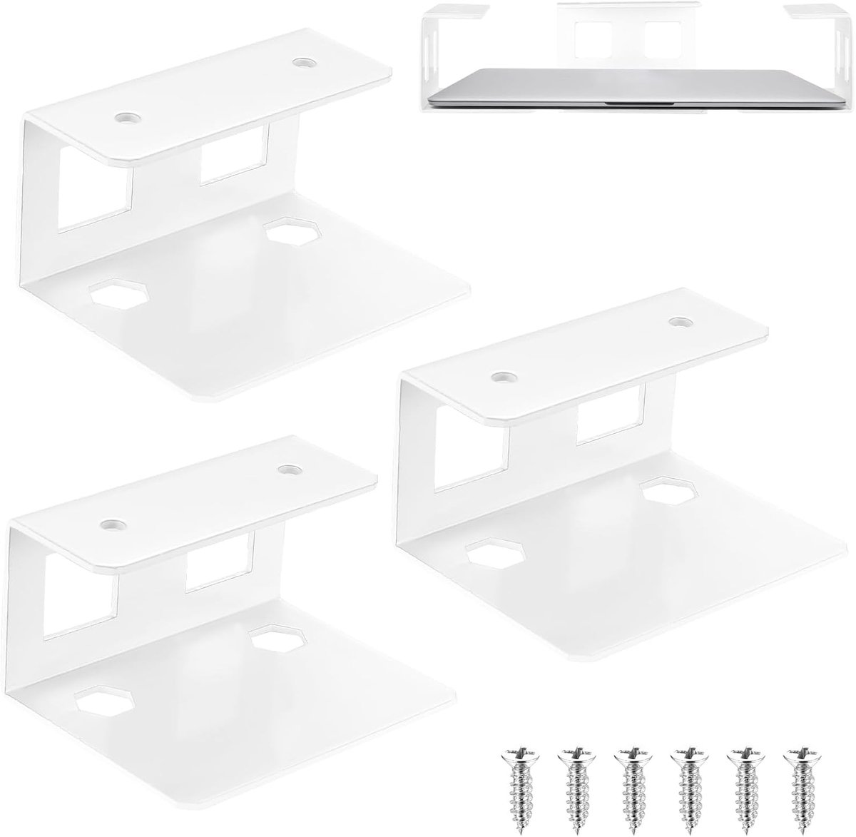3 stuks laptophouder voor onder bureau, laptophouder, ruimtebesparende opbergorganizer, rek voor laptops, tablets, toetsenborden, kabeldozen, netwerkschakelaars (wit)