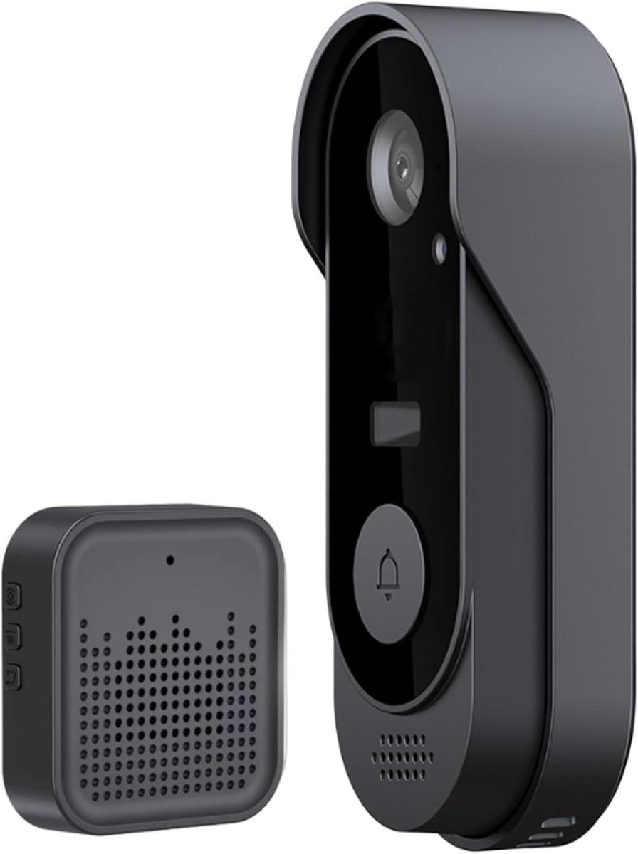 Video Deurbel - Draadloze Deurbel Camera - Bezoekers Bewaken - Bewegingsdetectie AI - 7 x 5 x 16 centimeter - Zwart