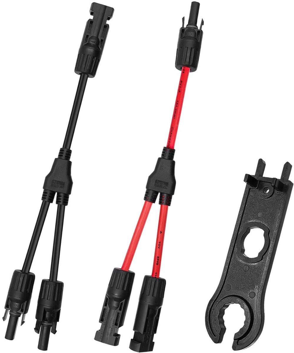 Zonnekabel Y-Verdeler, 1 Paar Zonnepaneel Kabel Y, Zonne-aansluiting, Zonnepaneelkabels Mannelijk Vrouwelijk MMF en FFM Connector Fotovoltaïsche Connectoren, Y-Aftakking Parallelle Connector