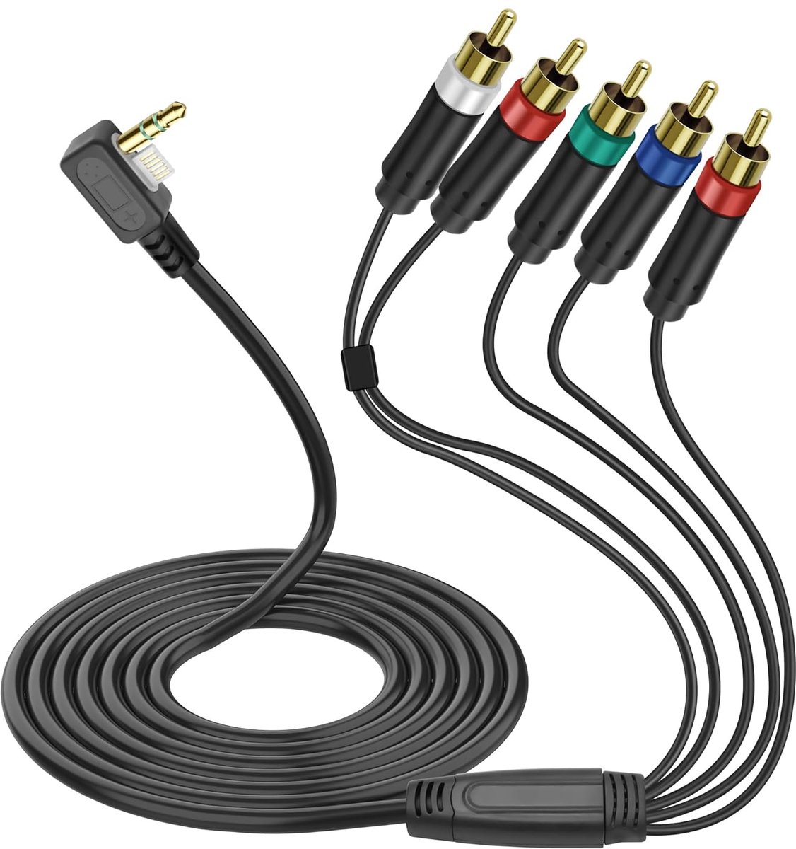Compatible with PSP AV-kabel voor PSP 2000 3000, HDTV HD Component Audio Video AV-kabel Gold Plated TV Component Adapterkabel (zwart, 1,8 m)