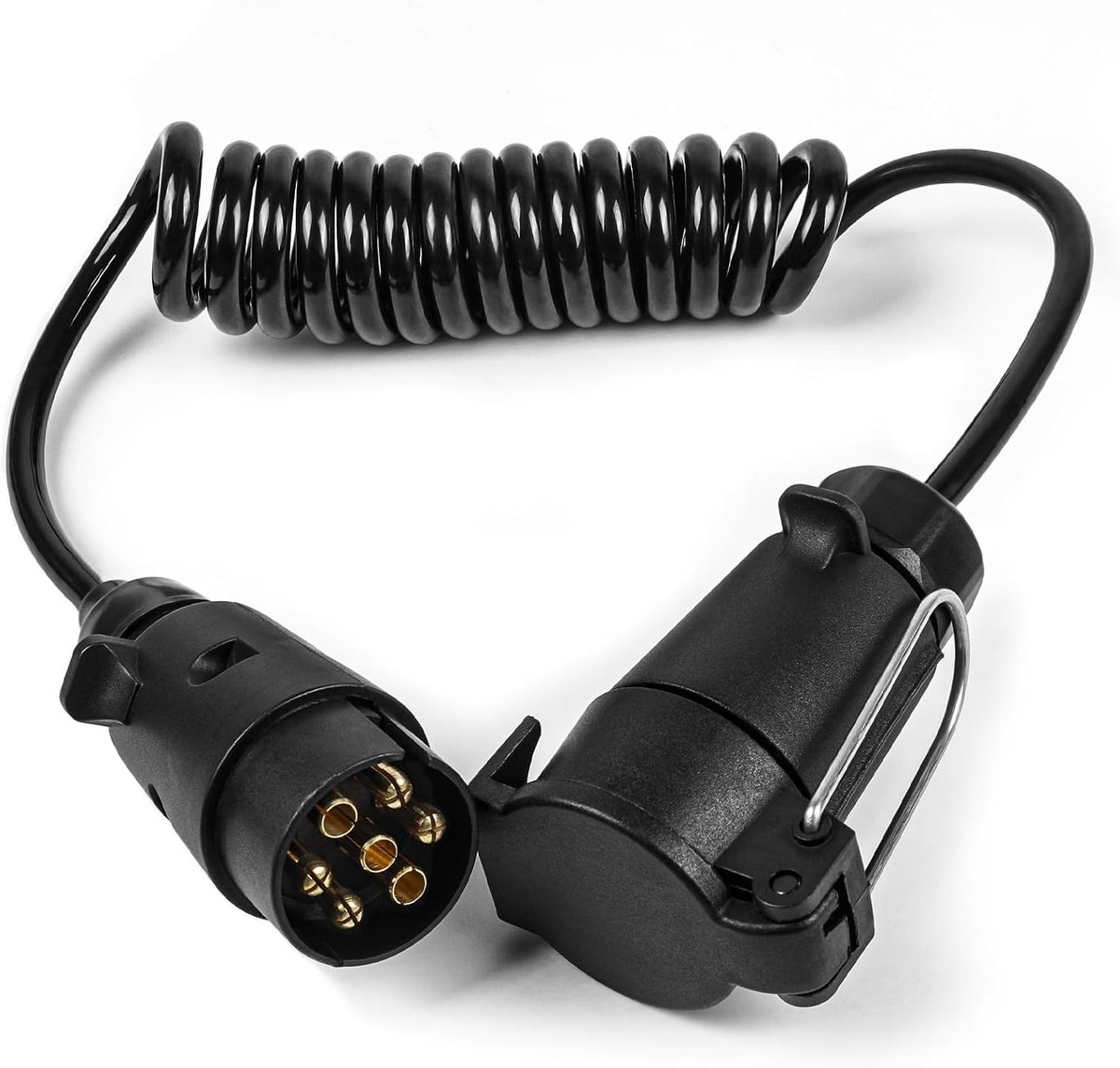 SnelShoppen - 7 Pin Trailer Stekker en Socket met 2M Verlengkabel voor Caravan, Voertuig, Vrachtwagen, Universeel, 12V, N Type