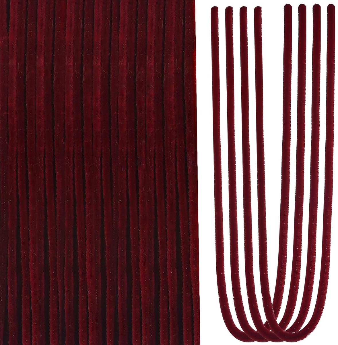 50 stuks pijpenragers om te knutselen, 60 cm lang, pilarood, chenilledraad, buigpluche, knutseldraad, Overlength, voor het knutselen en vormgeven van dieren, figuren, decoratie, kunst handwerk