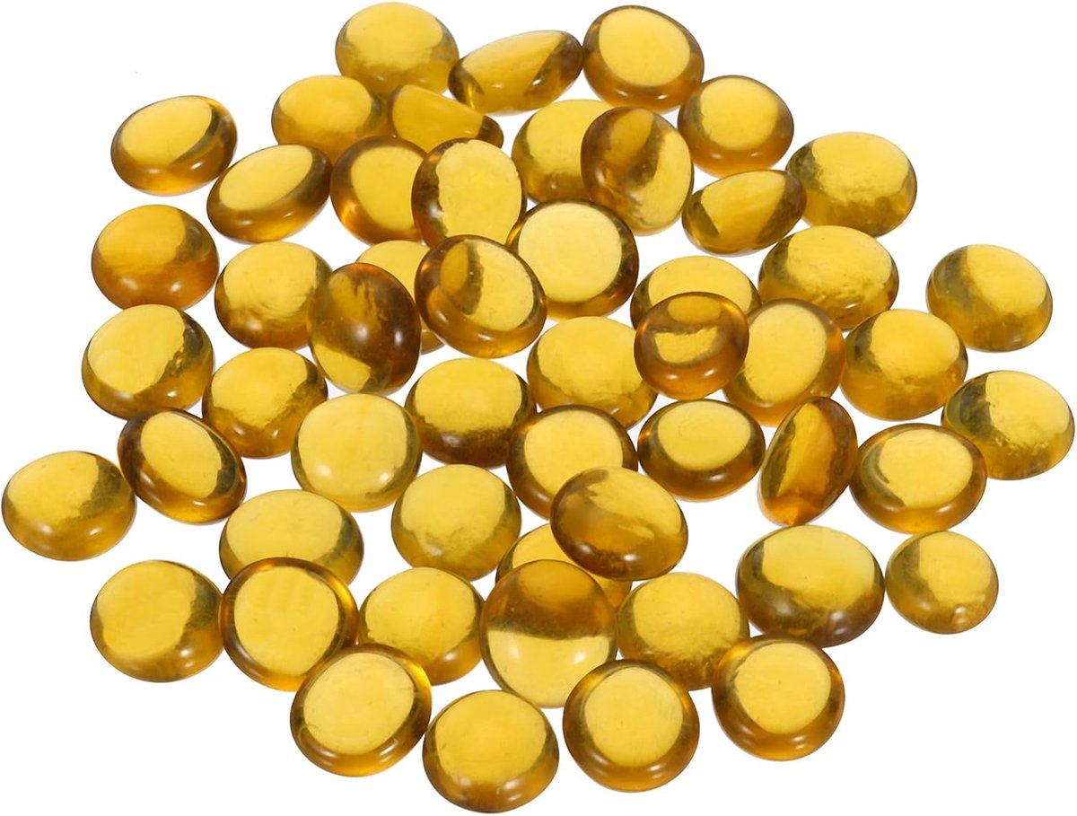 100 stuks glazen ks, plat, decoratief, 12-14 mm, vulling voor vazen, rotsen, kiezelstenen, kleur amber, voor tafeldecoratie, aquaria