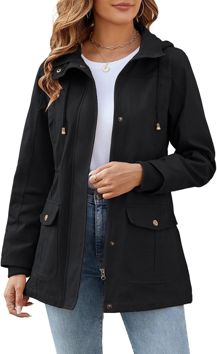 Dames lichtgewicht jassen lente jassen voor vrouwen casual jas katoen outdoor hoge taille trekkoord rits capuchon jas