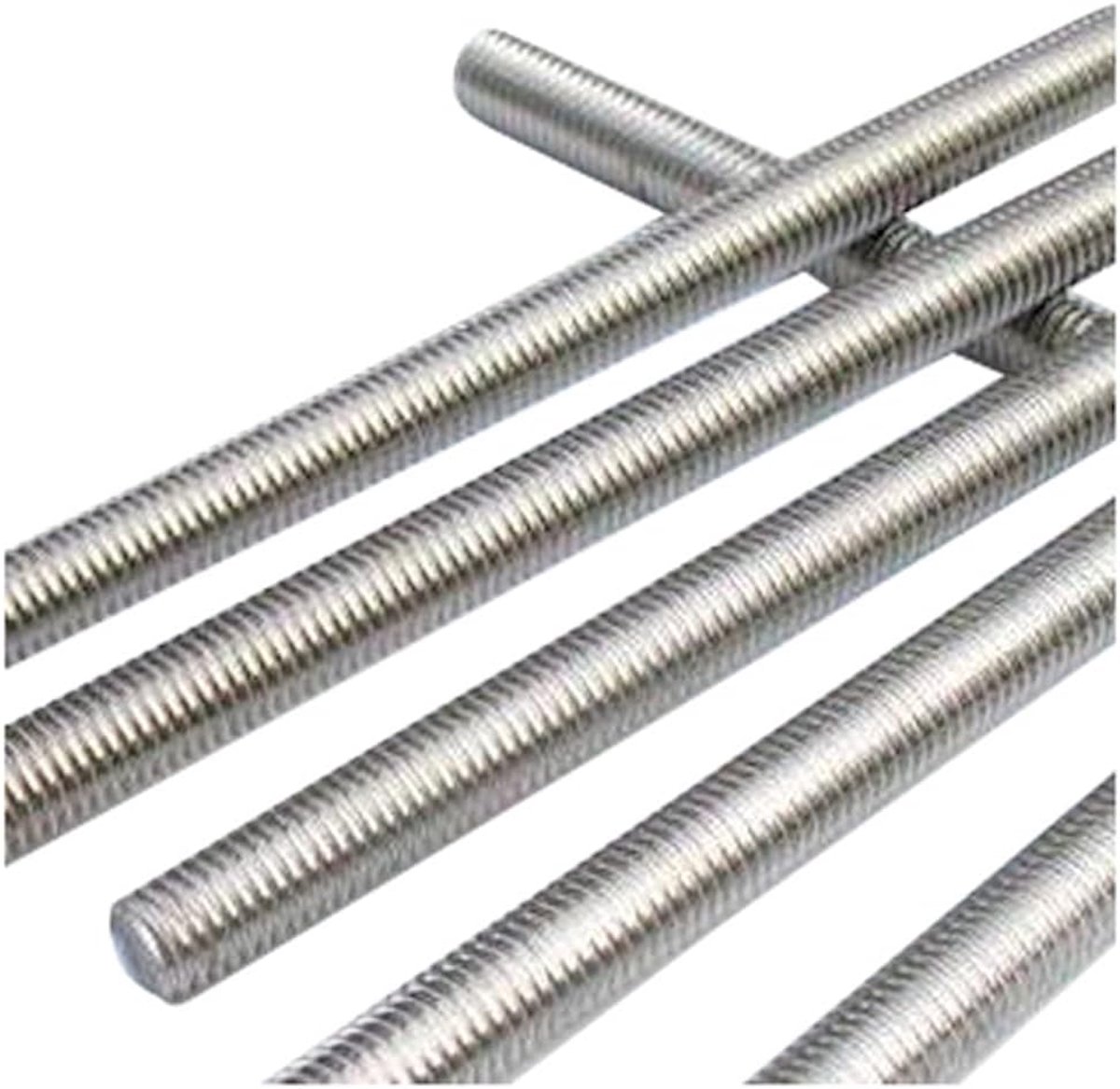 Stalen steunstang met volledige schroefdraad M10 x 0,3 m, verzinkt, wit, 0,3 m