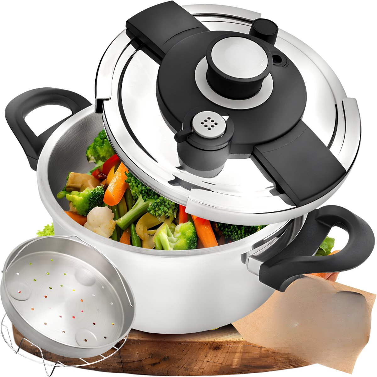 JCP® Snelkookpan Inductie - Snelkookpan - Pressure Cooker - Zilver - 24cm x 37cm x 19cm