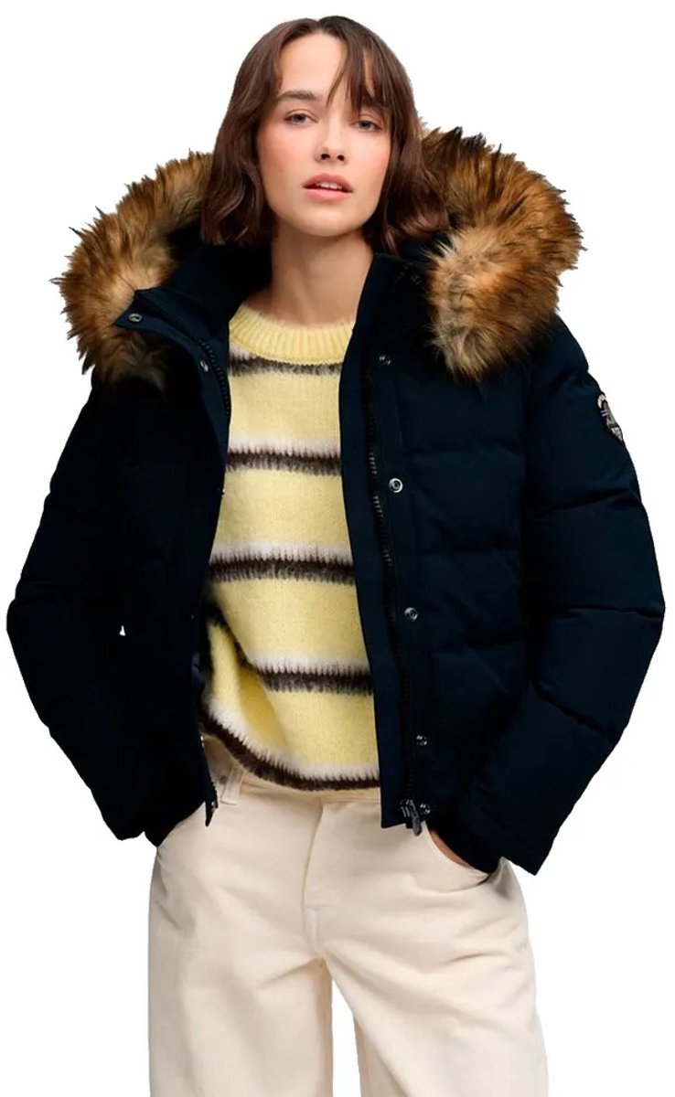 Superdry Everest Hooded Bomber Jas Dames Gewatteerde jassen Marineblauw
