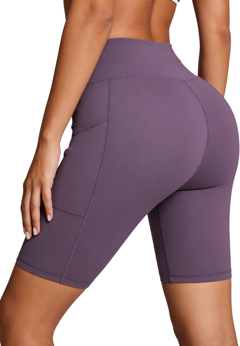 Currero Biker Short Dames Gymshort Korte Legging Lange Onderbroek Bikershort Met Pijpjes Paars