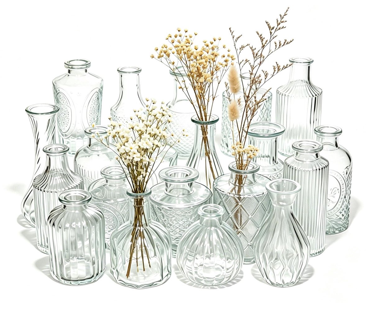Omgoods - Set van 20 Mini Glazen Vaasjes voor Bloemen en Decoratie