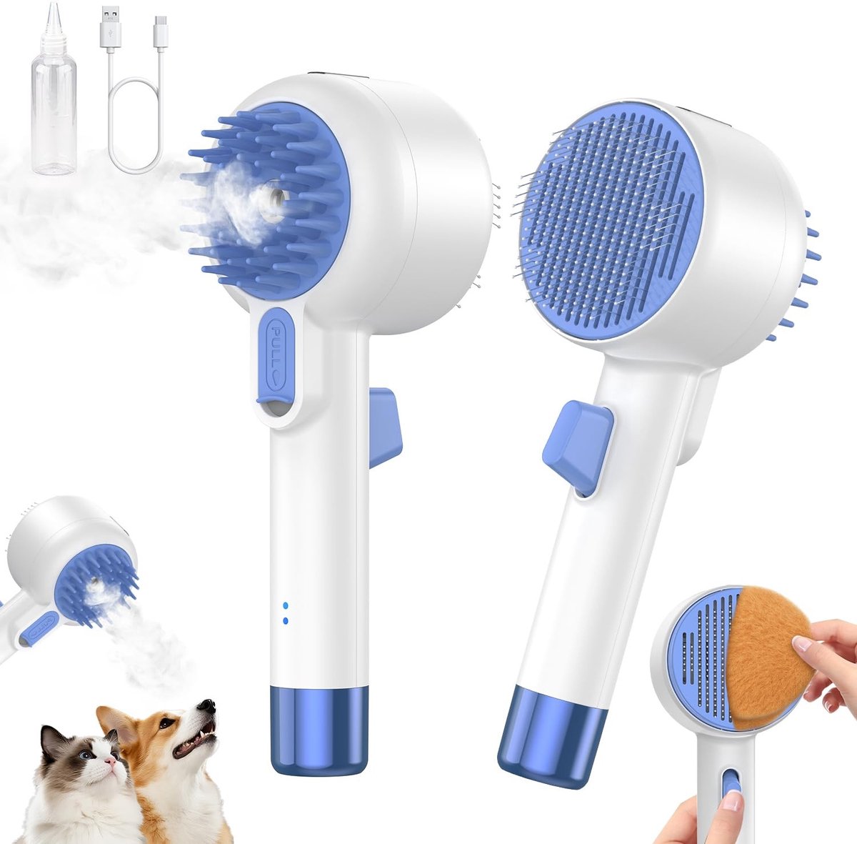Omgoods - 4-in-1 Dierenverzorgingsborstel met Stoomfunctie