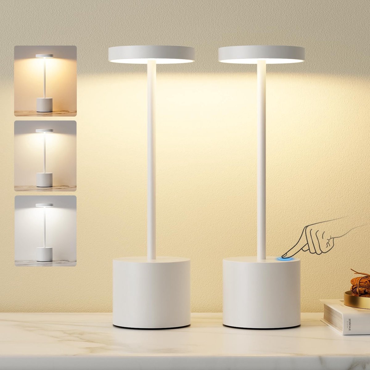 Omgoods - Draadloze Tafel Lamp met Dimbare Verlichting in 3 Kleuren