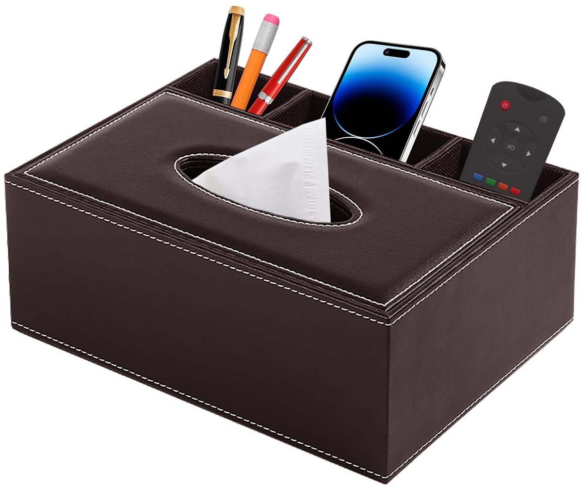 Omgoods - PU Leren Tissuehouder met Multifunctionele Organizer