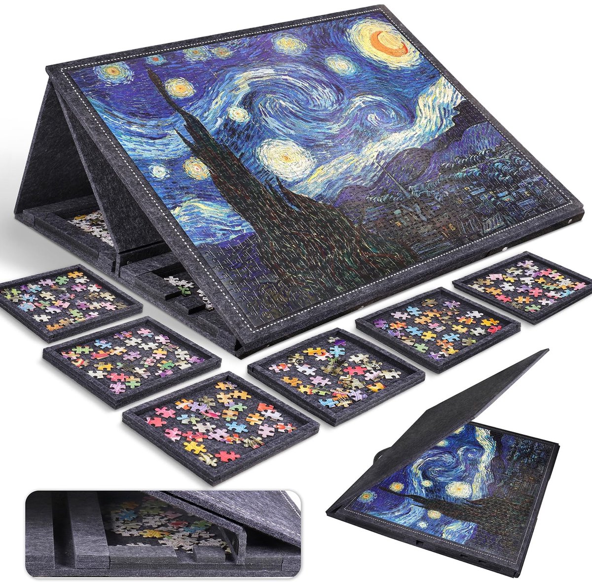 Omgoods - Draagbare Puzzeltafel met 6 Laden en Deksel