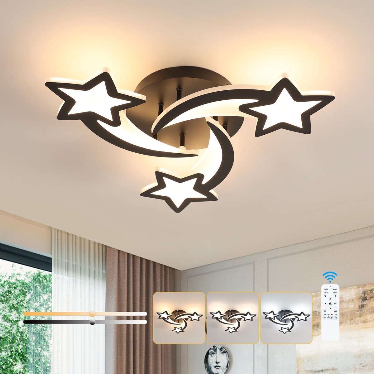 Omgoods - Creatieve LED Plafondlamp met Afstandsbediening en Sterrenvorm