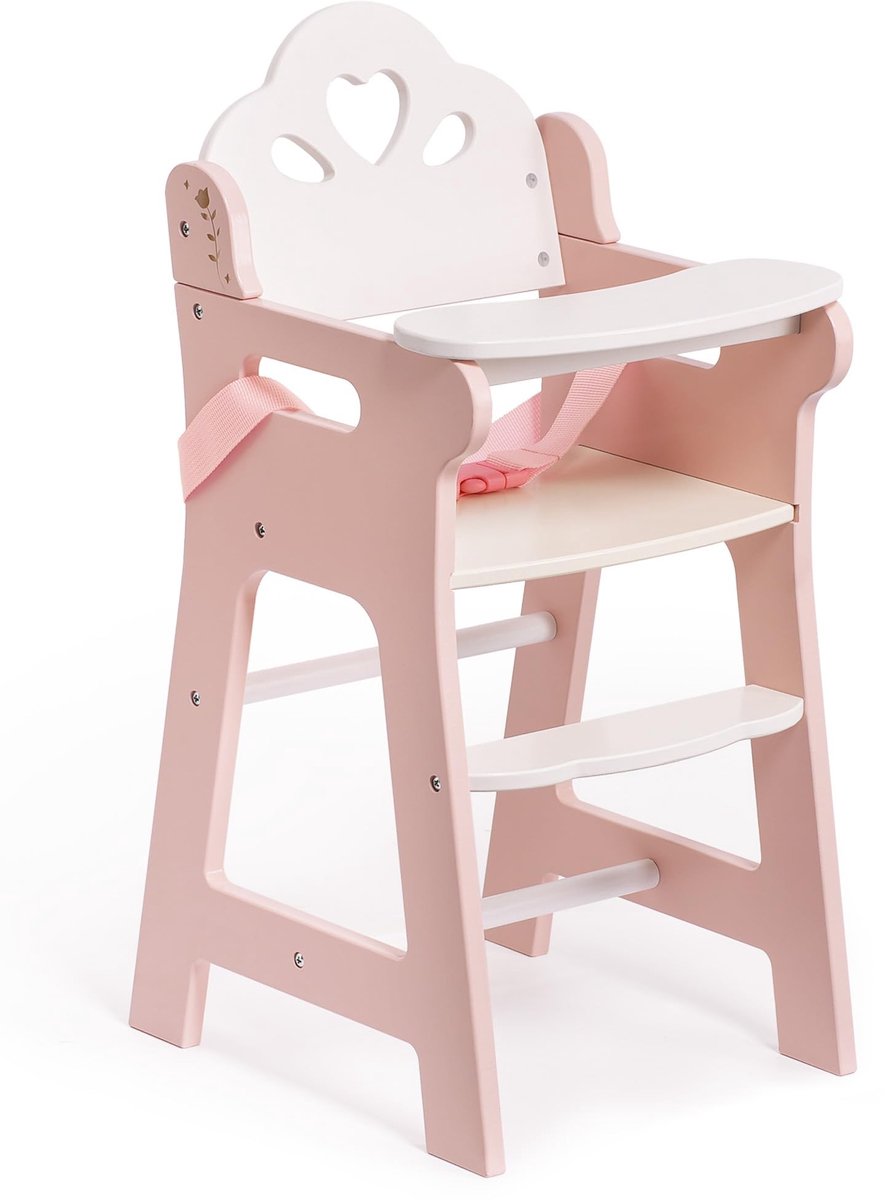Omgoods - Houten Poppenstoel met Veiligheidsgordel en Verstelbare Tafel