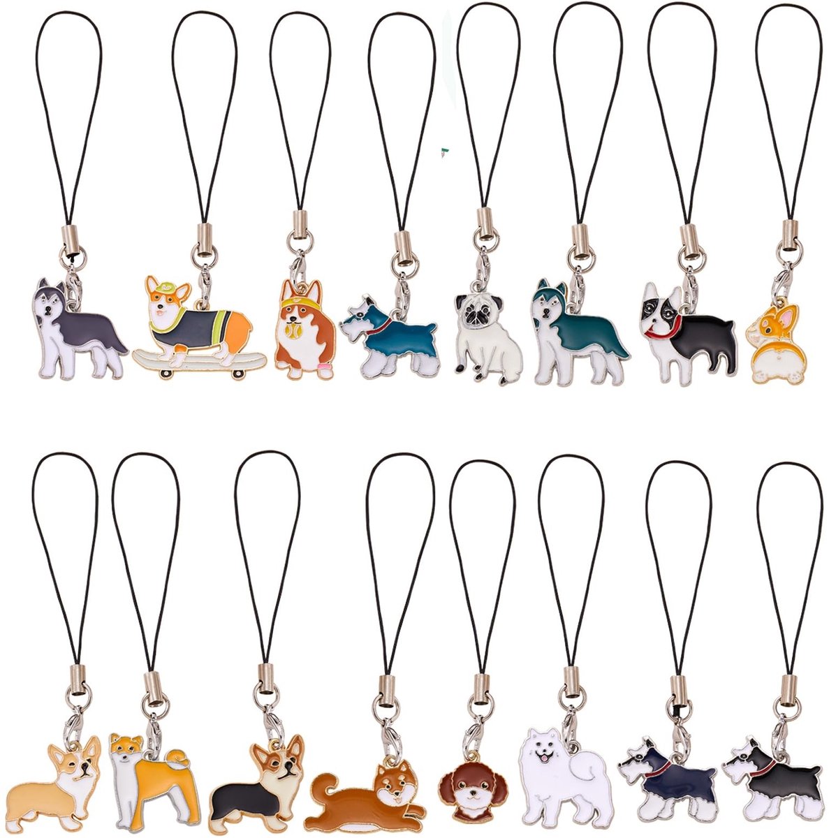 Omgoods - Set van 16 Schattige Phone Pendants voor Mobiele Telefoon en Sleutels