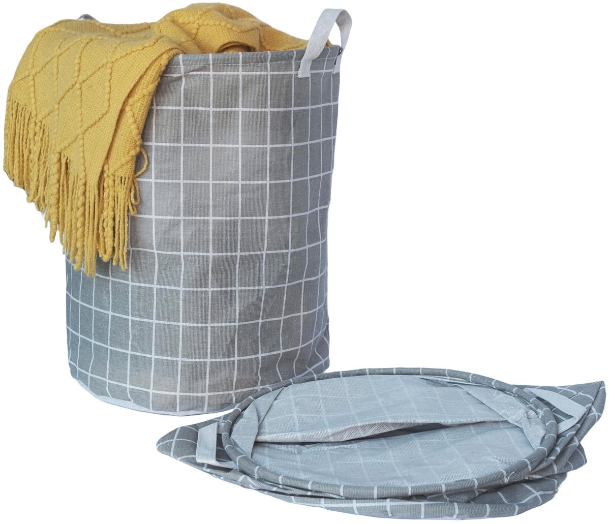 Omgoods- Wasmand Opvouwbaar - Opbergmand - Wasmanden - Wasmand met Deksel - Wasmand 3 Vakken - Lichtgewicht