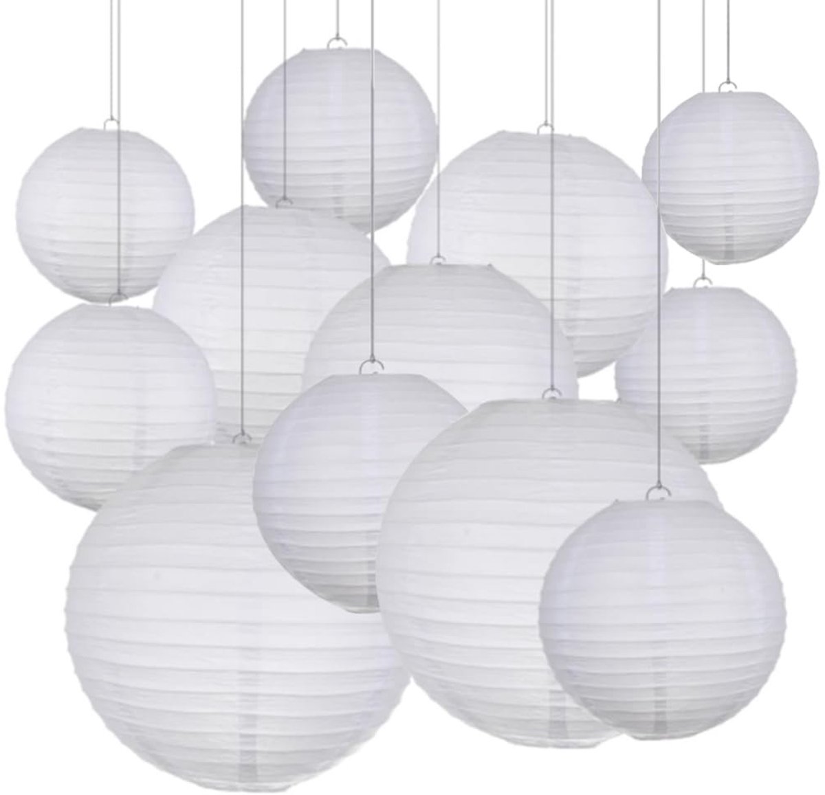 Omgoods - Set van 12 Witte Papieren Lantaarns voor Feesten