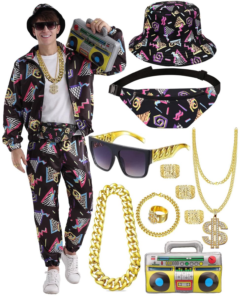 Omgoods - Retro Jogging Suit met Inflatable Ghetto Blaster en Accessoires