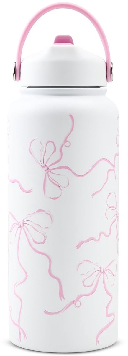 Omgoods - 950ml Geïsoleerde Drinkfles met Rietje, Roestvrij Staal, Lekvrij