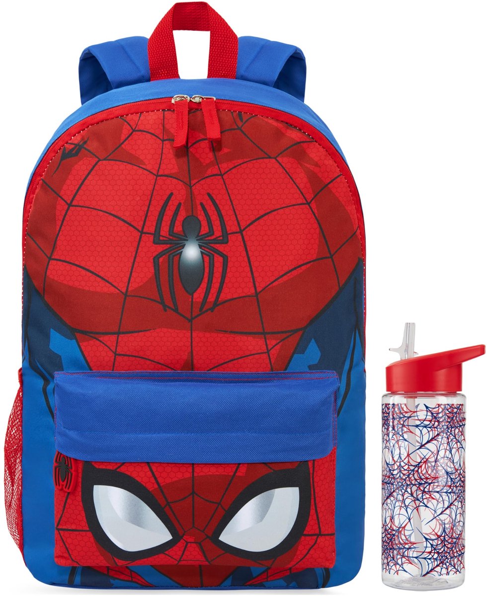 Omgoods - Spiderman Rugzak voor Kinderen met Drinkfles en Set van 2