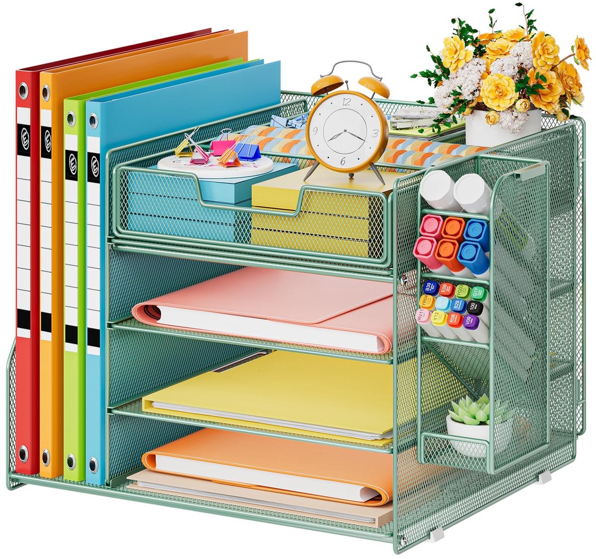 Omgoods - Bureau Organizer met 4 Laag Papierbakken en Penhouder
