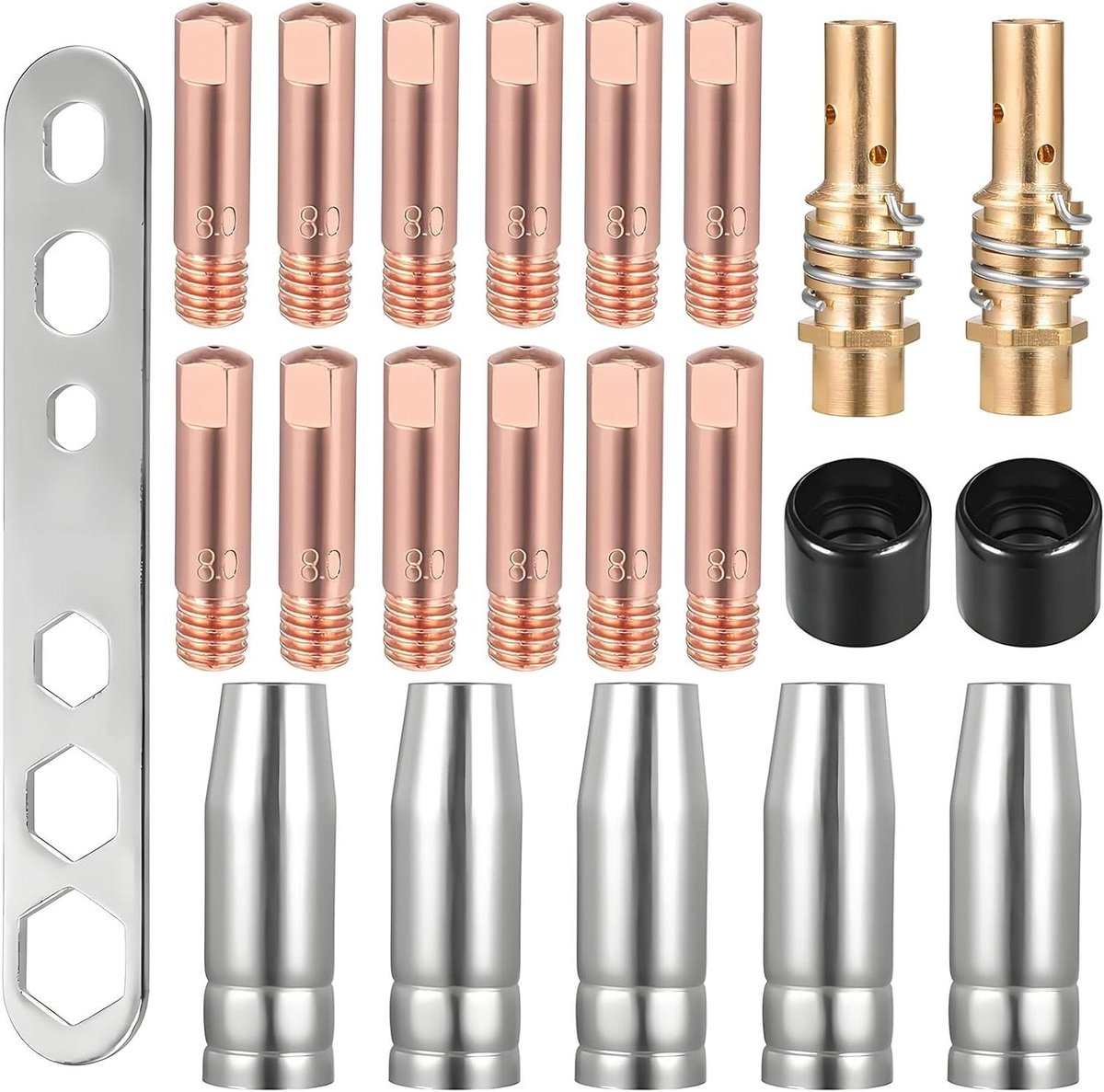 Lasapparaat Onderdelen - MIG MAG Accessoires - Metaal Bewerken - Hittebestendig Koper - 22 Stuks - Koperkleurig
