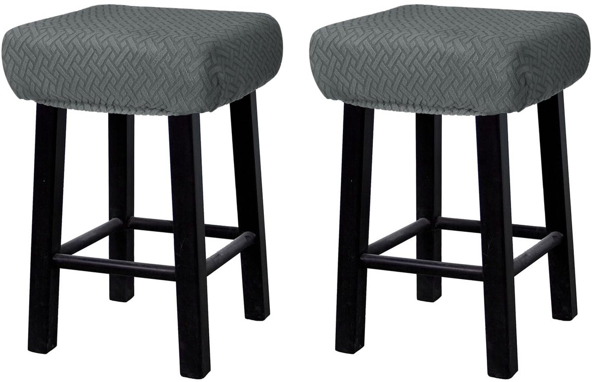 Omgoods - Set van 2 Rechthoekige Stoelhoezen voor Barstoelen in Donkergrijs