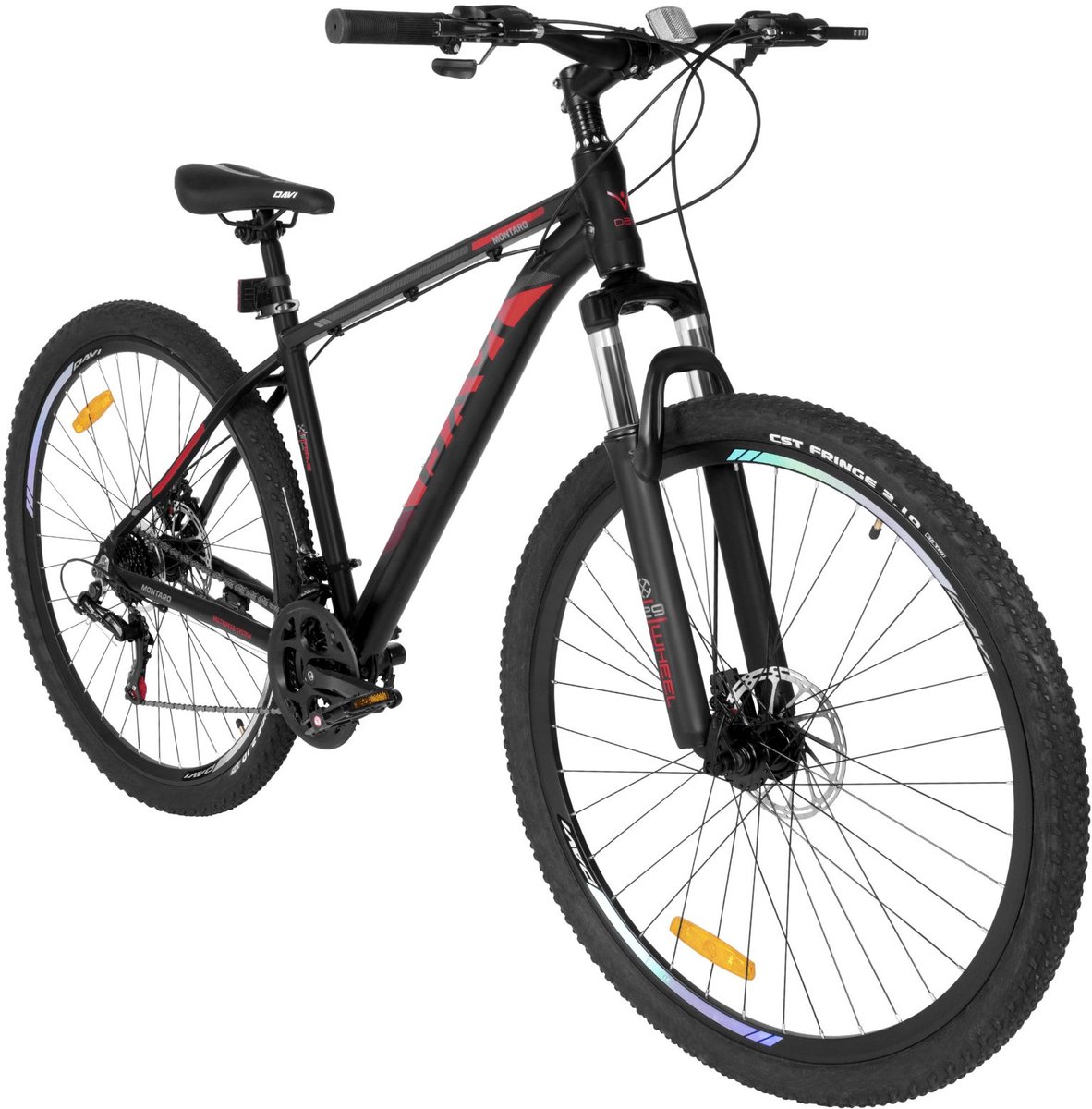 Davi Montaro – Mountainbike – 29 inch – 21 versnellingen – Aluminium frame – Schijfremmen – Voorvork met vering – Shimano – Rood Zwart