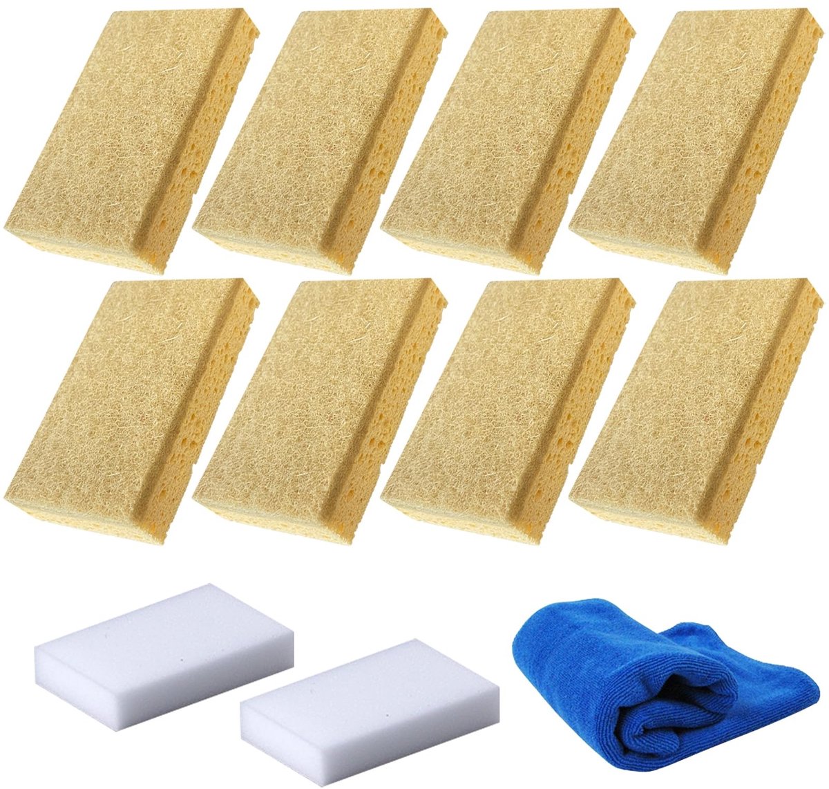 Omgoods - 11-delige Eco Keuken Spons Set - Biologisch Afbreekbare Sponsen voor Duurzaam Schoonmaken