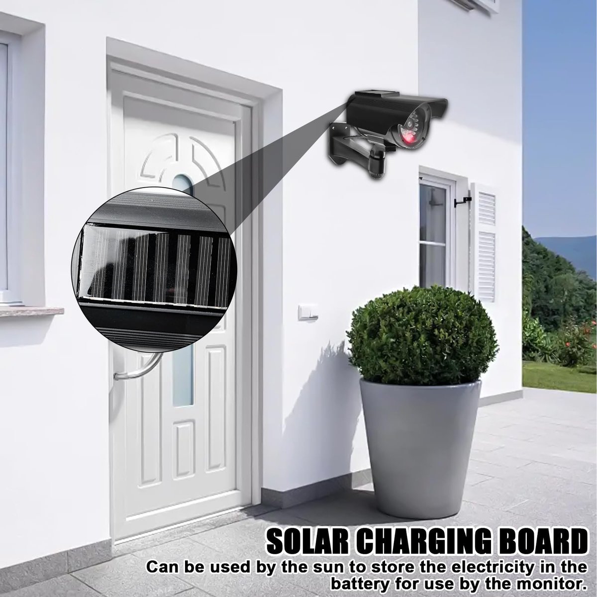 Omgoods - 2 Stuks Solar Dummy Camera met Rode Knipperende LED, Neppende Beveiligingscamera
