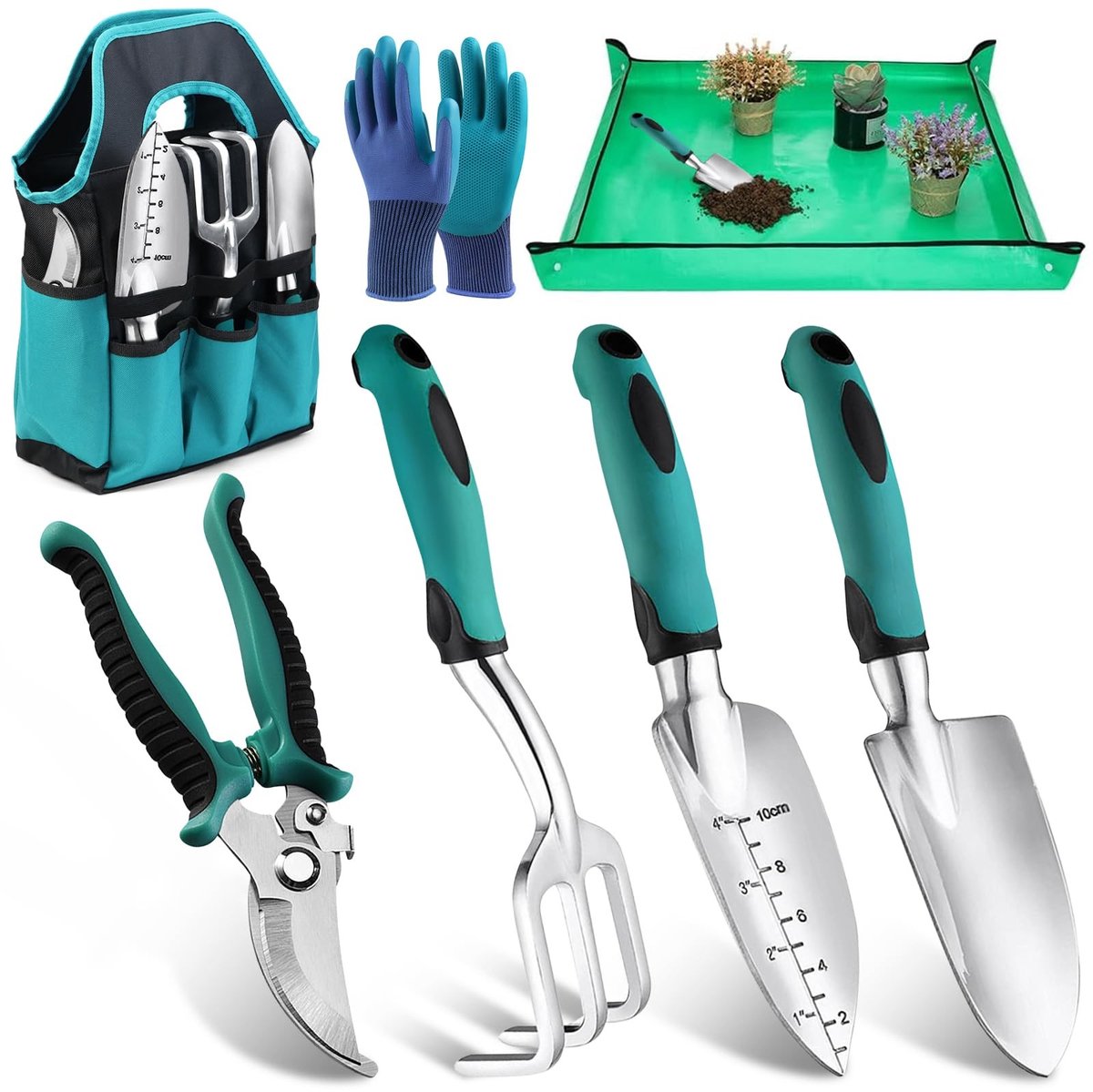 Omgoods- Tuingereedschap 7-delig - Tuinschep - Handhark - Tuinschaar - Ergonomisch - Veilig en duurzaam - Tuinset