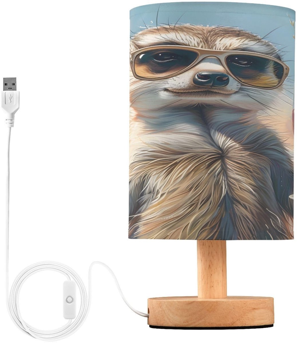 Omgoods - Bedlamp met LED en Stofschaduw voor Sfeervolle Verlichting